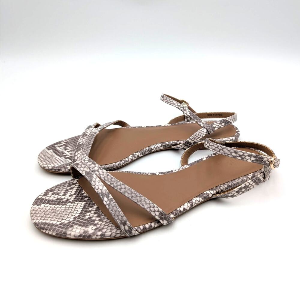 Nordstrom Rack Paros Strappy Flat Sandal Women's Snakeskin Size US9.5M EU39.5